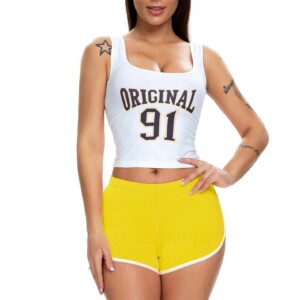 Szorty damskie sportowe wygodne spodenki żółte l - miniatura 4