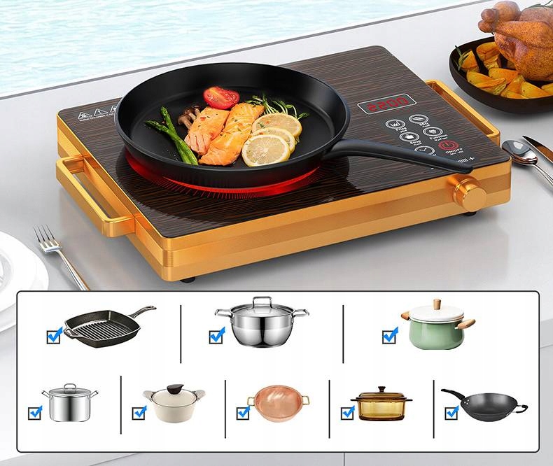 Elektryczna płyta indukcyjna 2200w panel led timer kuchenka turystyczna - obrazek 7