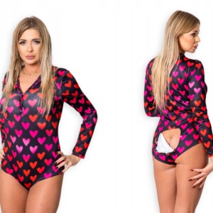 Piżama damska prezent na walentynki dla dziewczyny rozpinana serca xl - miniatura 2