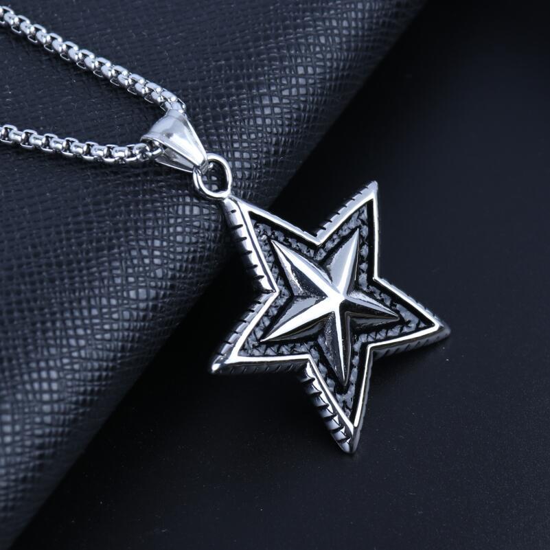 Naszyjnik srebrny stal łańcuszek gwiazda 333 - zdjęcie 6