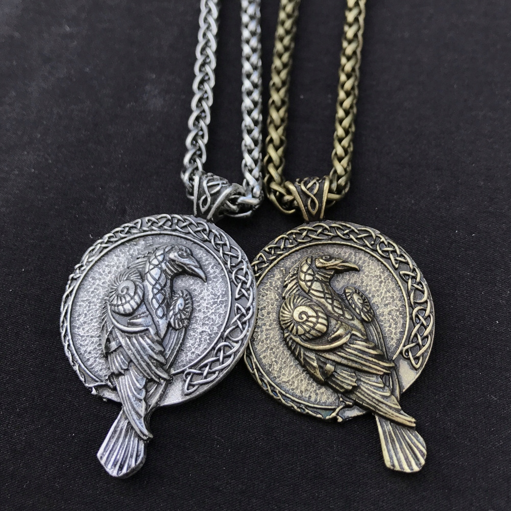 Naszyjnik wikingów kruk huginn i muninn nordic 136 - obrazek 4