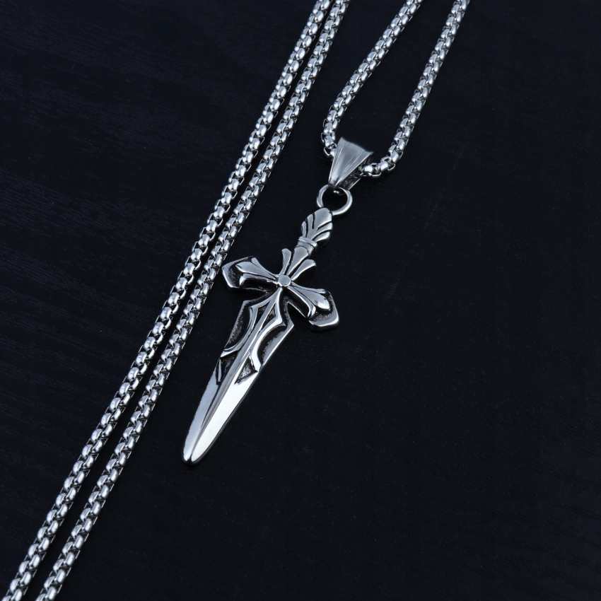 Naszyjnik srebrny łańcuszek krzyż miecz 318 - obrazek 9