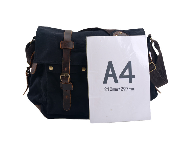 Duża torba męska listonoszka vintage retro miejska ekoskóra czarno brązowa - zdjęcie 5