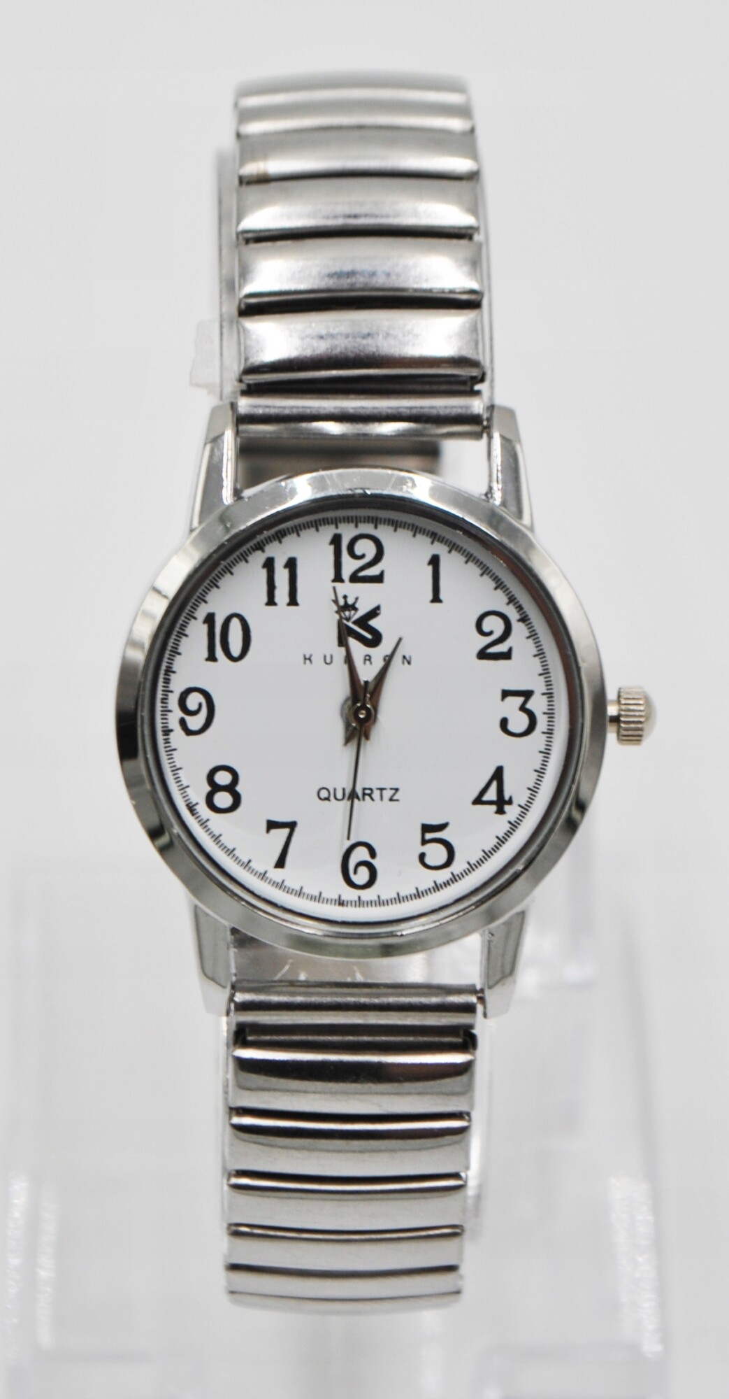 Zegarek damski męski wygodny rozciągliwy na gumce bransoleta złoty senior - obrazek 4