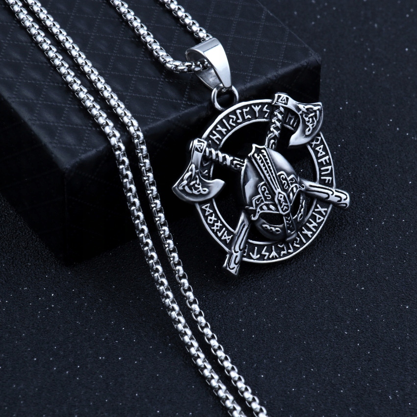 Naszyjnik srebrny wikingów topory runa nordic 406 - obrazek 8