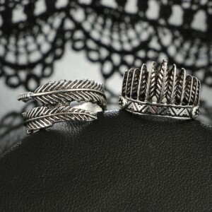 Srebrny zestaw pierścionków retro punk boho 08 - miniatura 5