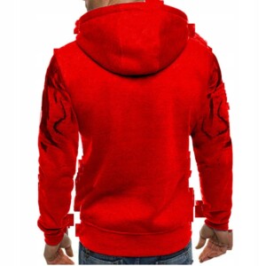 Komplet dresowy męski spodnie bluza sportowy z kapturem czerwonoczarna xxxl - miniatura 3