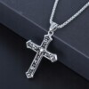 Naszyjnik srebrny łańcuch stal krzyżyk czaszka 363 - miniatura 3