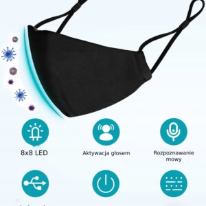 Maska led rozpoznawanie głosu usb pm2.5 n95 ffp2 - miniatura 2