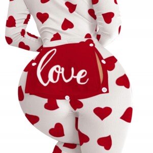 Piżama damska prezent na walentynki dla dziewczyny z klapką serduszka m - miniatura 2