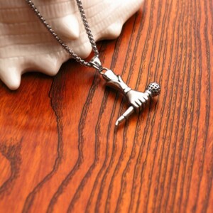 Naszyjnik srebrny mikrofon raper piosenkarka 341 - miniatura 5