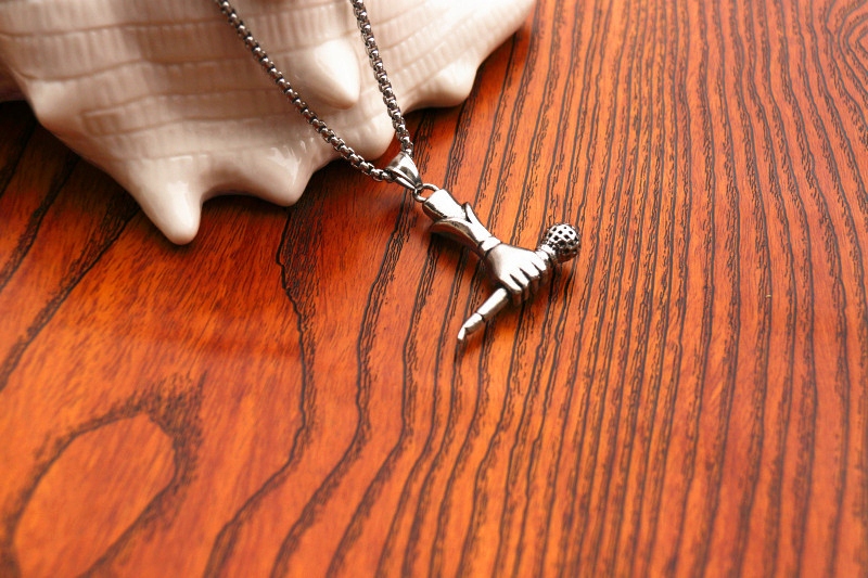 Naszyjnik srebrny mikrofon raper piosenkarka 341 - obrazek 5