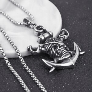 Naszyjnik srebrny stal piraci filmowy kotwica 381 - miniatura 3