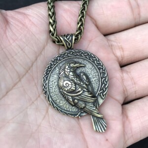 Naszyjnik wikingów kruk huginn i muninn nordic 136 - miniatura 3