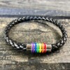 Bransoletka opaska tęczowa tęcza lgbt skórzana czarna unisex - miniatura 2