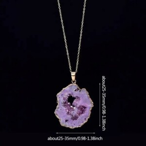 Naszyjnik naturalny geoda kryształ minerały amulet 2.5-3.5 cm fioletowy - miniatura 4