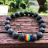 Bransoletka opaska tęczowa tęcza lgbt z kamienia naturalnego czarna unisex - miniatura 13