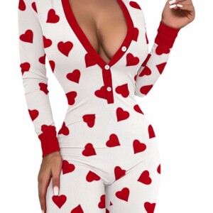 Piżama damska prezent na walentynki dla dziewczyny z klapką serduszka m - miniatura 4