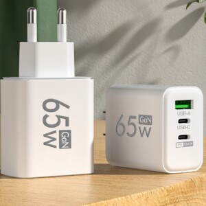 Ładowarka sieciowa gan 65w telefonu tableta 1xusb-a qc3.0, 2xusb-c pd33w - miniatura 4