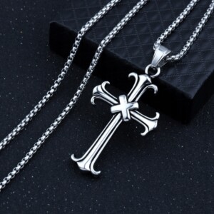 Naszyjnik srebrny stal łańcuszek krzyżyk x 319 - miniatura 13