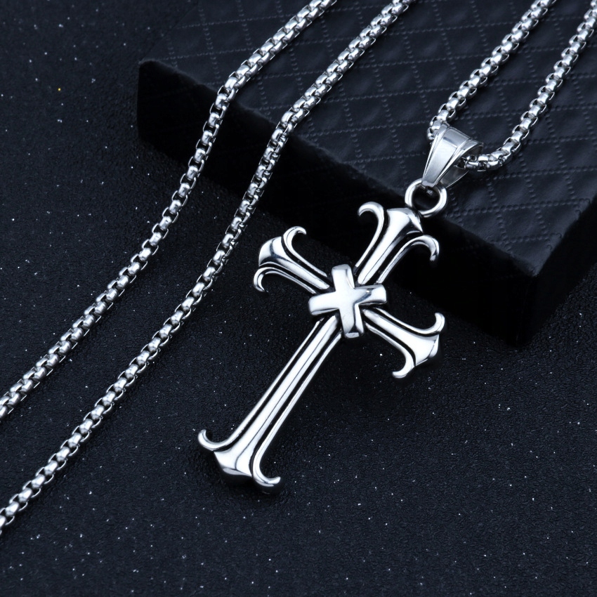 Naszyjnik srebrny stal łańcuszek krzyżyk x 319 - zdjęcie 13