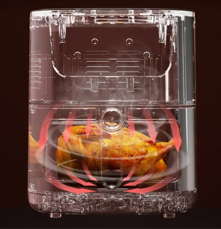 Frytkownica beztłuszczowa 5,5l 1500w duża air fryer piekarnik xl okno 60min - zdjęcie 3