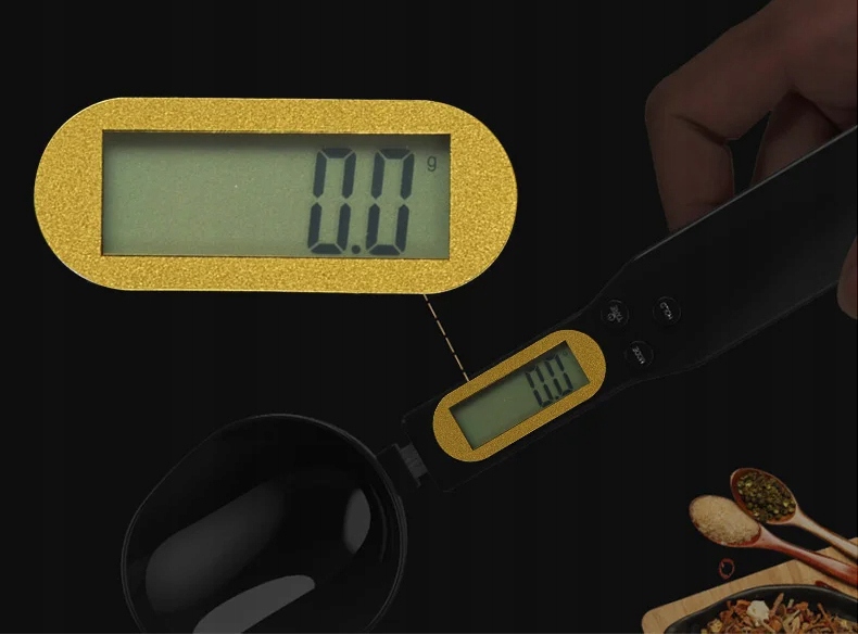 Waga kuchenna łyżka ręczna z miarką precyzyjna wyświetlacz lcd czarna - obrazek 5