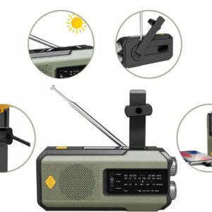 Radio awaryjne z korbką latarką dynamo usb solarne alarm sos turystyczne - miniatura 7