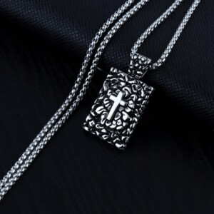 Naszyjnik srebrny stal łańcuszek krzyżyk ikona 372 - miniatura 2