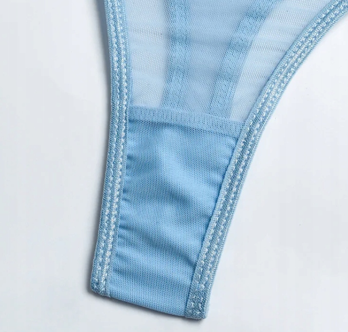 Komplet bielizny damskiej stanik choker pasy uda brzuch string czerwony m - zdjęcie 9