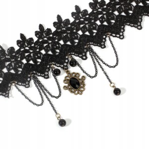 Choker koronkowy haft czarny naszyjnik gothic ch03 - miniatura 3