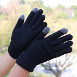 Rękawiczki akrylowe ciepłe dotykowe beżowe r02 - miniatura 4