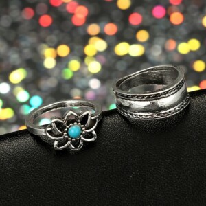 Srebrny zestaw pierścionków retro punk boho 08 - miniatura 3