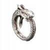 Pierścień obrączka sygnet smok regulowany vintage unisex srebrny metalowy - miniatura 1