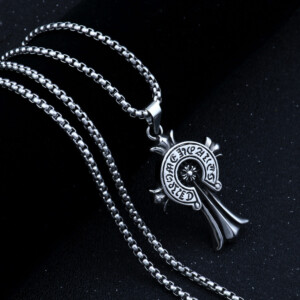 Naszyjnik srebrny stal celtycki krzyżyk runa 373 - miniatura 3