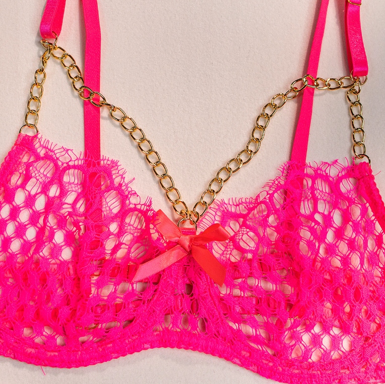 Piękny komplet bielizny damskiej stanik stringi pasy podwiązki pomarańcz l - zdjęcie 8