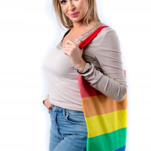 Torba torebka na zakupy bawełniana tęczowa tęcza pride lgbt duża xxl - miniatura 5