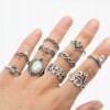 Srebrny zestaw pierścionków retro punk boho 15 - miniatura 9