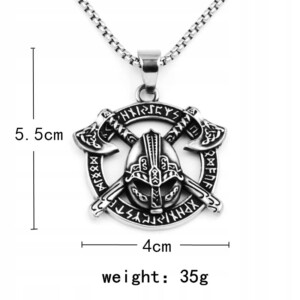 Naszyjnik srebrny wikingów topory runa nordic 406 - miniatura 2