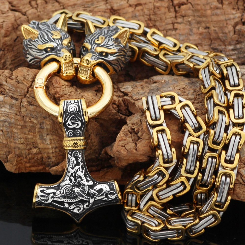 Naszyjnik męski młot thora wilki gruby 118 - zdjęcie 5