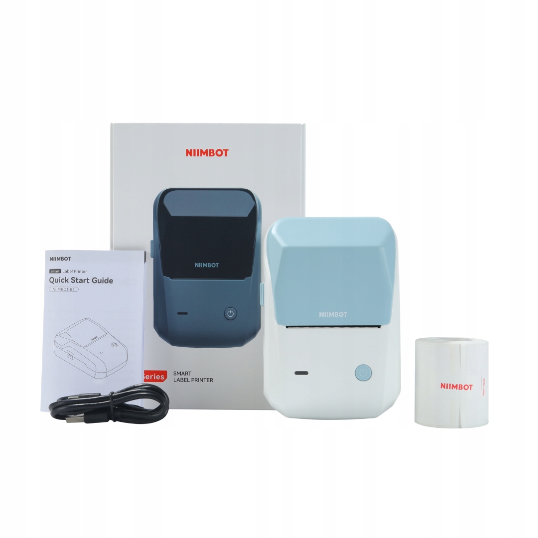 Niimbot b1 drukarka termiczna naklejki bluetooth biało niebieska nowa +rolk - obrazek 2