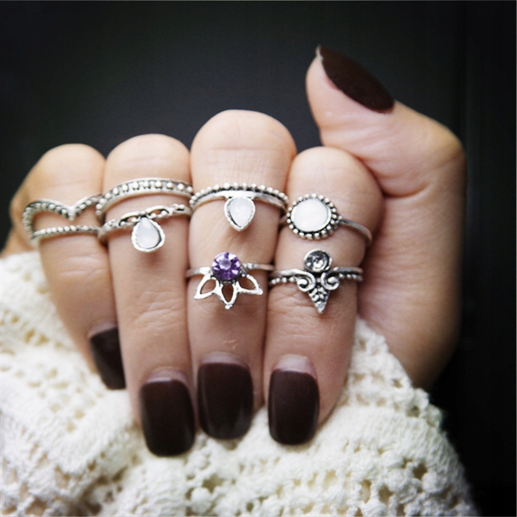 Złoty zestaw pierścionków retro punk boho 97 - obrazek 2