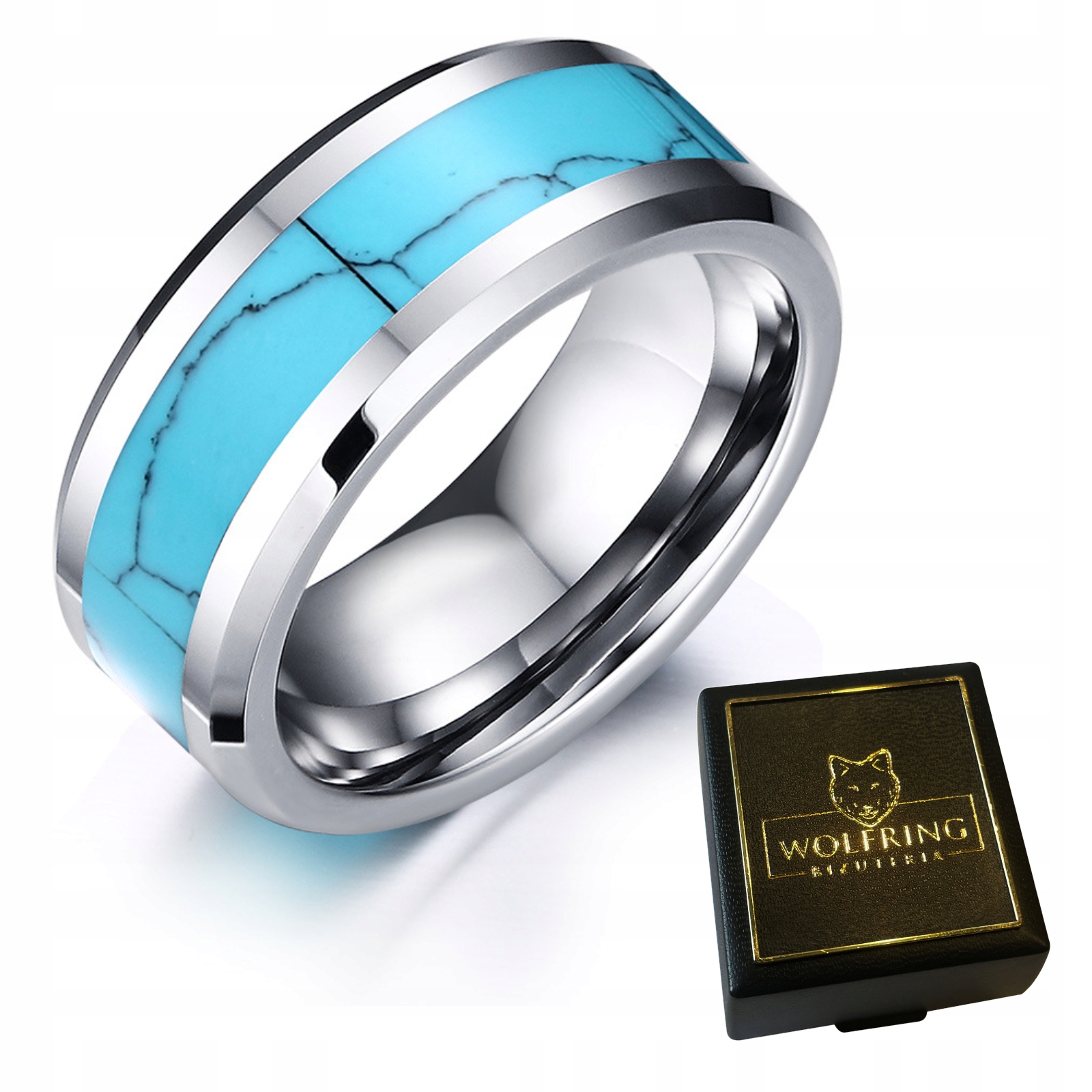 Obrączka pierścionek wolfram biżuteria wolfring srebrna eu19 us09 - zdjęcie 1