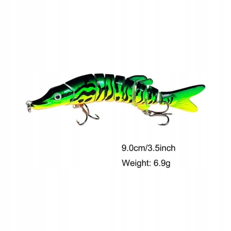 Wobler przynęta wędkarska szczupak sandacz sum łamana 8-segmentów 9cm 7g - zdjęcie 4