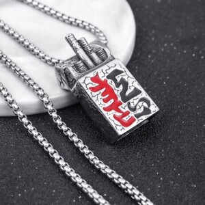 Naszyjnik srebrny łańcuszek stal znaki symbol 351 - miniatura 2