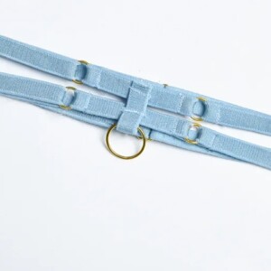 Komplet bielizny damskiej stanik choker pasy uda brzuch string czerwony m - miniatura 7