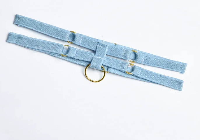 Komplet bielizny damskiej stanik choker pasy uda brzuch string czerwony m - zdjęcie 7