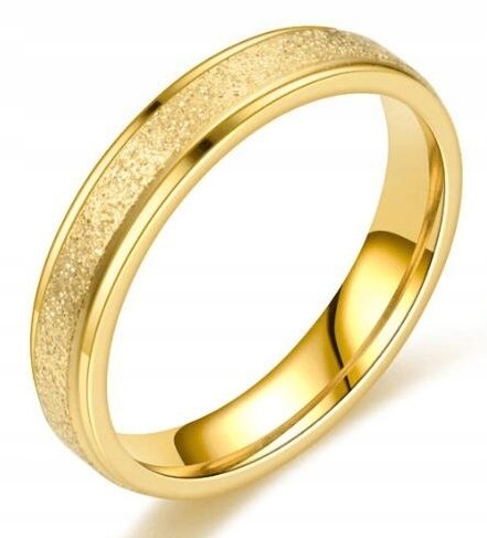 Złoty pierścionek obrączka ślubna stal 316l r.28 - zdjęcie 1