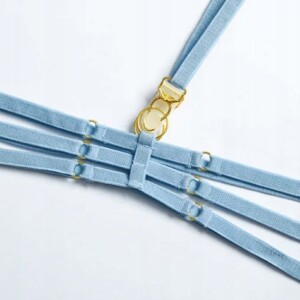 Komplet bielizny damskiej stanik choker pasy uda brzuch string czerwony m - miniatura 6