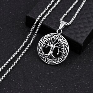 Naszyjnik srebrny łańcuszek stal drzewo życia 335 - miniatura 13